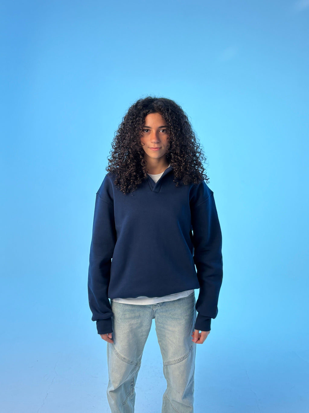 Essential Premium Crewneck Polo - Navy