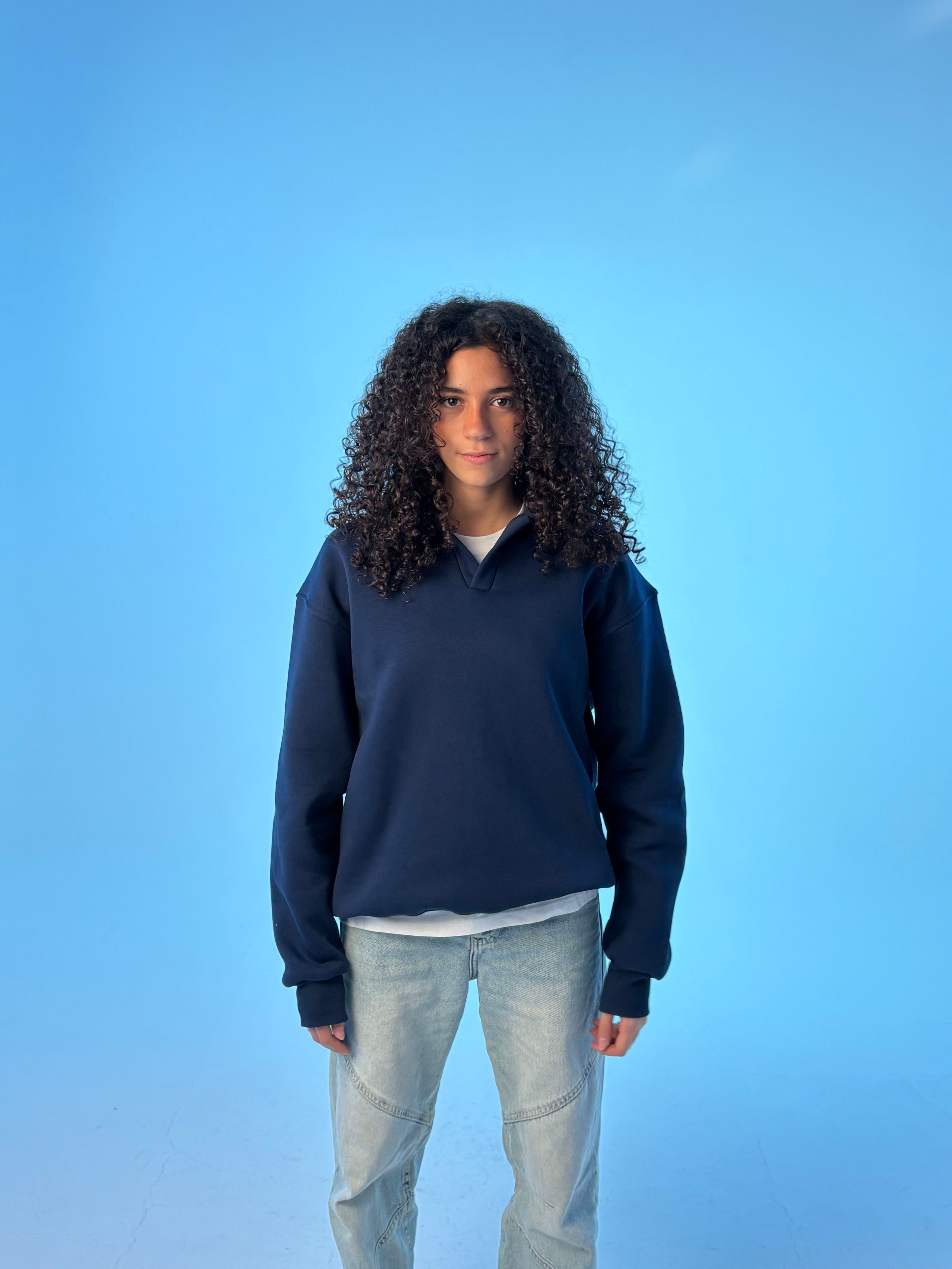 Essential Premium Crewneck Polo - Navy