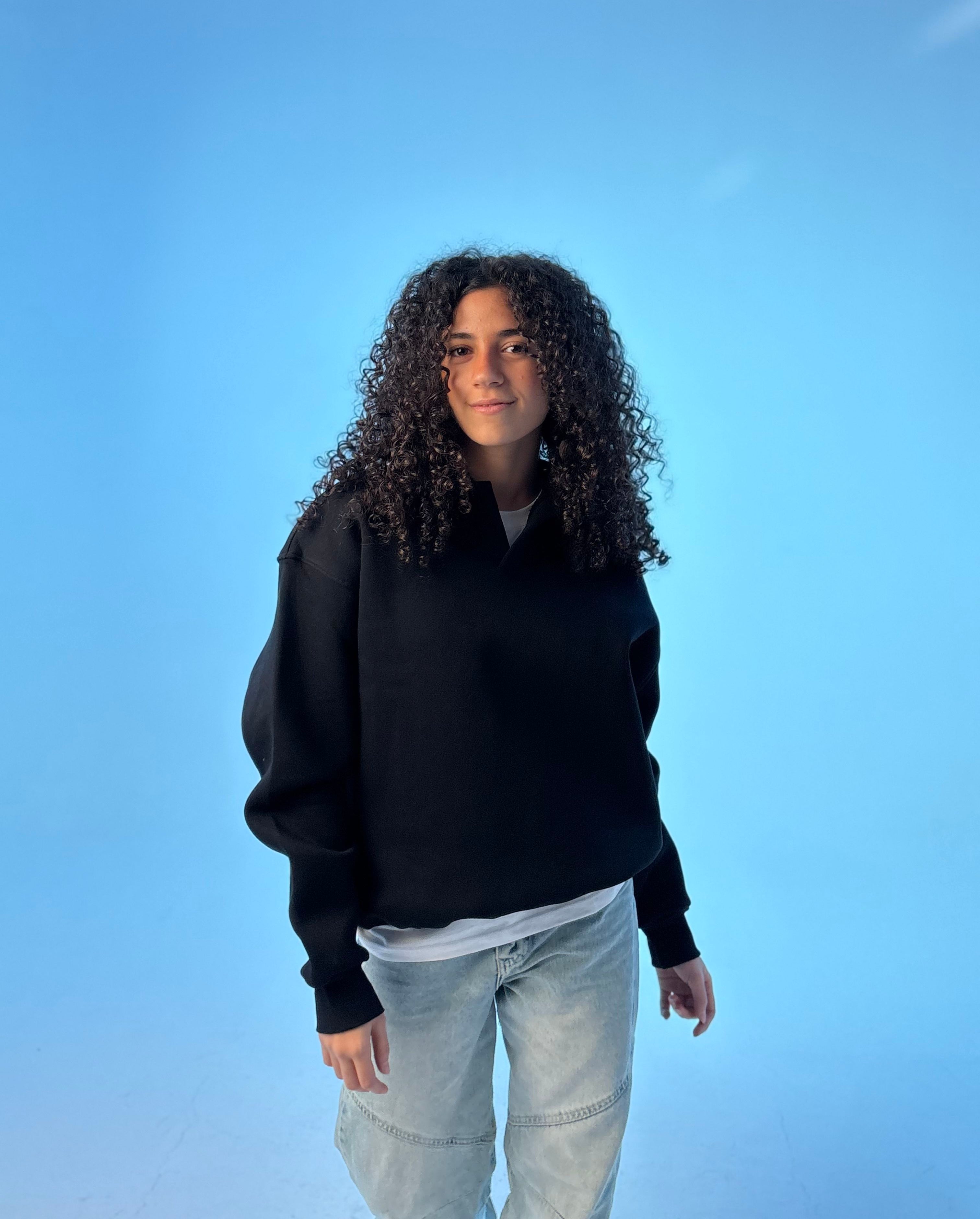 Essential Premium Crewneck Polo - Black