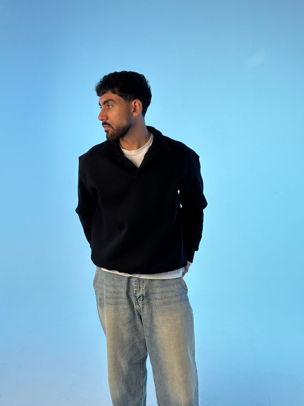 Essential Premium Crewneck Polo - Black