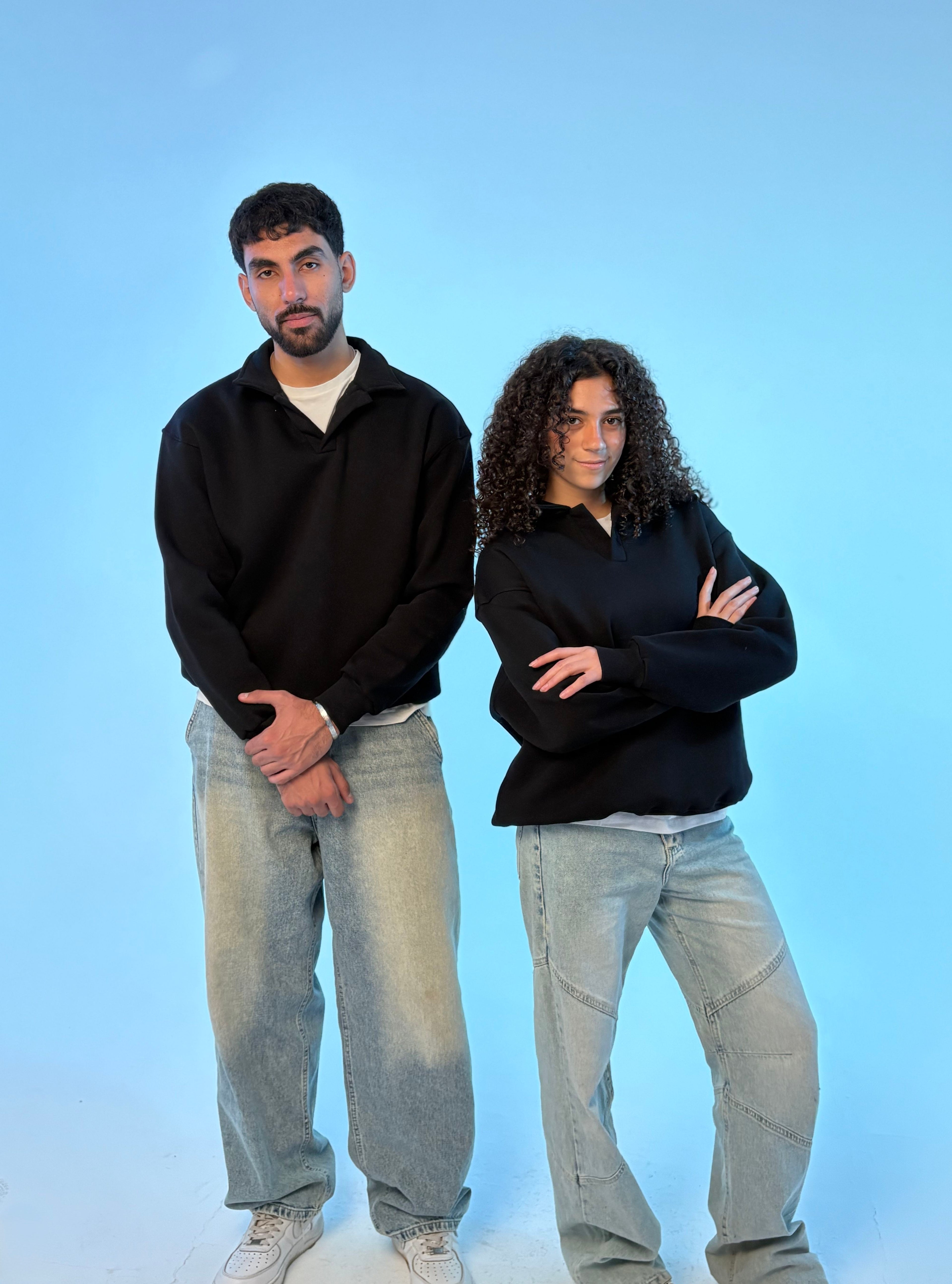 Essential Premium Crewneck Polo - Black